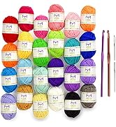 Mira HandCrafts 24 Acrylic Yarn Skeins | 525 Yards of Craft Yarn for Knitting and Crochet | Inclu...