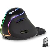 J-Tech Digital Ergonomic Mouse with Wireless Connection, Removable Palm Rest, Thumb Buttons, Rech...