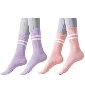 GAOYUESOX 2 Pairs Non Slip Pilates Socks with Grips for Women, Yoga Grip Socks for Yoga, Barre, D...