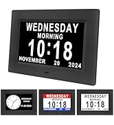 Johnziny 7 Inch Digital Clock with Day and Date for Elderly Large Display Digital Clock for Elder...