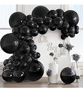Black Balloon Arch Kit, 133pcs Latex Balloons in 36in,18in,12in,10in,5in Different Size Black Bal...