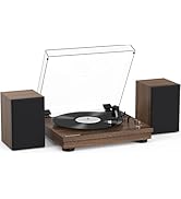 Vinyl Record Player with 24W HiFi Stereo Speakers Vintage Bluetooth Turnable for Vinyl Records wi...