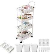 danpinera Storage Cart, 4 Tier Narrow Rolling Storage Cart with Wheels Dividers Bathroom Cart Org...