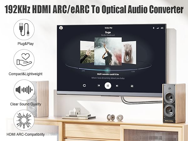 HDMI ARC to Optical Audio Converter for TV to Soundbar