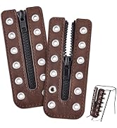 PH PandaHall Cowhide Leather Boot Zipper Inserts, Tieless Shoe Lace Eyelets 6 Holes for DIY Men W...
