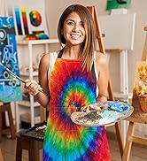 Britimes Apron Home Kitchen Cooking Baking Gardening for Women Men with Pockets Tie dye 32x28 inch