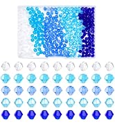 PH PandaHall 500pcs 5 Colors Blue Crystal Beads, 6mm Blue Sea Faceted Glass Bead Faceted Spacer B...