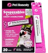 Cat Multivitamin Lickable Treats - Squeezable Vitamin Puree Pouches for Cats - Daily Cat Vitamins...