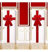 gisgfim 2pcs Christmas Cabinet Door Ribbon Big Red Bow Large Door Lace Christmas Tree Bow Holiday...