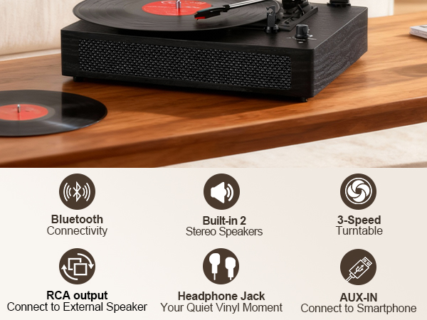 record player with headphone jack