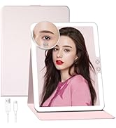 FUNTOUCH 2500mAh Large Rechargeable Travel Makeup Mirror with Lights, Portable Makeup Mirror with...