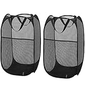Larpur Popup Mesh Laundry Basket, Collapsible and Portable Clothes Washing Laundry Hamper with Re...