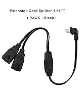 2 Prong Extension Cord 1 to 2 Y Splitter 1.64Ft/0.5meter,90 Degree Male/Female Power Cable Extens...
