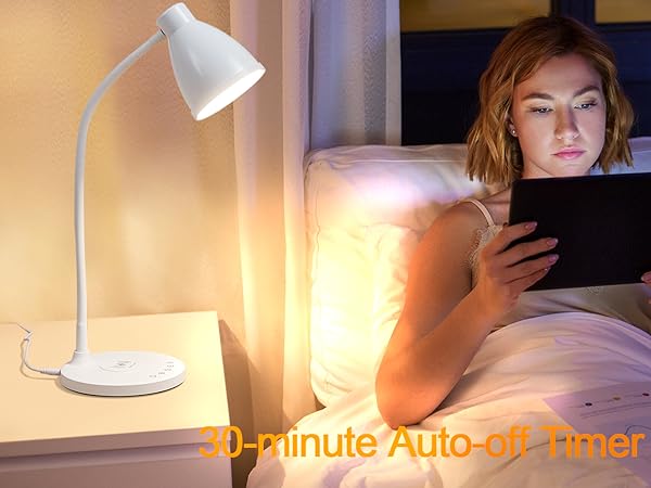 Desk Lamp for Home Office LED Desk Light USB Charging Ports Bedside Table Lamp for College Dorm Room