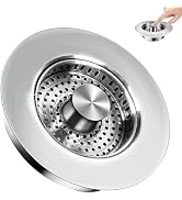 Buowinixi 3 in 1 Kitchen Sink Drain Strainer ,304 Stainless Steel Kitchen Sink Stopper and Basket...