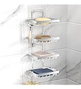 Moforoco Soap Dish Holder for Shower Wall, No Drilling, 304 Rustproof Stainless Steel, Soap Bar H...