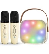 Mini Karaoke Machine for Kids Adults, Portable Bluetooth Karaoke Speaker with 2 Wireless Micropho...