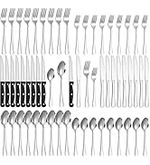 60-Piece Silverware Set with Steak Knives Stainless Steel Flatware Set for 10 Food Grade Tablewar...