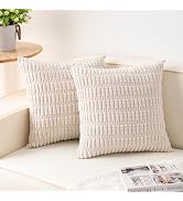 Aegero Pack of 2 Corduroy Decorative Throw Pillow Covers 18x18 InchSoft Boho Striped Pillow Cover...