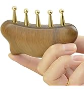 KINTEGOOD Sandalwood Meridian Massage Comb, 5 Copper Wide Tooth Design, Natural Wood Handle, for ...