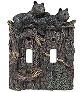 Bear Climbing on Tree Branch Double Toggle Switch Cover – Decorative Resin Wall Plate for Rustic ...