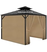 aonear Gazebo Privacy Curtains 10' x 12' with Zipper 4-Panels Side Wall Universal Replacement for...
