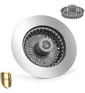 Buowinixi Elegant Brass Kitchen Sink Stopper with 3-in-1 Function - Easy-Clean Bounce core Strain...