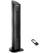 COSTWAY Tower Fan, 3-Speed Portable Oscillating Fan, Digital Control/w Remote Control, 9-Hour Tim...