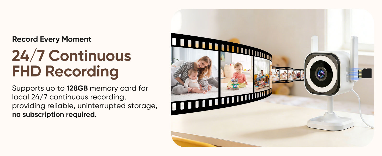 24/7 Continuous Recording Camera,wifi cameras without subscription,indoor cameras for home