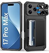 BXYJY for iPhone 17 Pro Max Case Wallet, Card Holder (4-5 Cards), Slide Camera Cover, Military Dr...