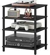 4-Tier AV Media Player Stand, Black Stereo Cabinet, Modern Stereo Cabinet, Wooden TV Stand,Game C...