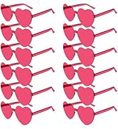 PLULON Heart Sunglasses for Women Pink Heart Glasses Valentine's Day Rimless Heart Shaped Sunglas...