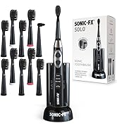 Sonic-FX Solo Electric Toothbrush w/ 10 Brush Heads + 1 Interdental, Charcoal Bristles, Rechargea...
