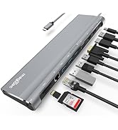 USB C Docking Station Dual Monitor 12 in 1 Laptop Docking Station 3 Monitor 4K Display with HDMI,...