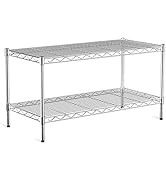 VANZBON 2-Tier Heavy Duty Shelving Unit,36" Wx18 Dx19.5 H,Wire Shelf Rack with Lockable Wheels,He...
