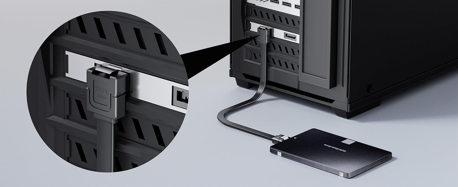 SATA III (6 Gbit/s) Straight Data Cable with Locking Latch for HDD/SSD/CD and DVD Drives