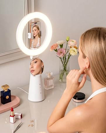 Ring Light for Makeup, 11&amp;#34; Desk Ring Light with Stand and Phone Holder