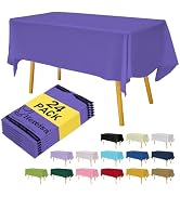 Hereisa Purple Disposable Plastic Tablecloth for Rectangle Tables (24 Pack) Premium Decorative Ta...