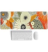 PaJiaNi Boho Mid-Century Modern Floral Mouse Pad,XL Large Art Aesthetic Retro Abstract Flower Des...