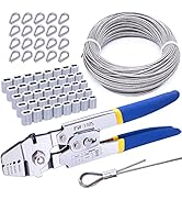 Twidec/Wire Rope Crimping Tool Kit Up to 2.2mm with 165FT 1/16'' 304 Stainless Steel Wire Rope an...