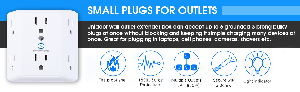 Small and handy plug adapters that are surge protected and very safe