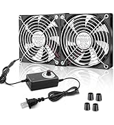 AmRunJe 2 x 120mm 240mm Computer Fan with AC Plug and Adjustable Speed 110V 220V 240V Dual Ball B...