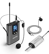 HOTEC UHF Wireless Headset Microphone/Lavalier Lapel Mic with Bodypack Transmitter and Mini Recha...