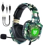 Gaming Headset with Microphone, Gaming Headphones for PS4 PS5 Xbox One PC with LED Lights, Playst...