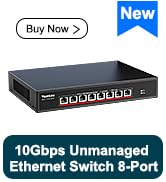 YuanLey 8-Port 10G Ethernet Switch, 8 x 10Gbps RJ45 Ports, Support 10G/5G/2.5G/1G/100Mbps Speed A...