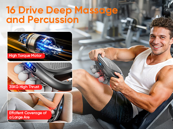 16 Head Massage Gun Deep Tissue Quiet Muscle Massage Gun for Back