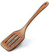 AYFDISHS 12-Inch Wooden Slotted Spatula - Natural Acacia Flat Wood Spatula for Cooking, Long Hand...