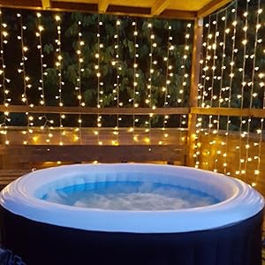 Curtain lights for outdoor hot tubs