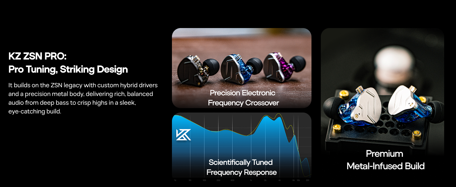 Linsoul KZ ZSN Pro Dual Driver 1BA+1DD Hybrid Metal Earphones HiFi in-Ear Monitor