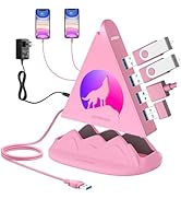 JoyReken Powered USB Hub 3.0 (Pink), 6-Port USB Hub with 4 Data Ports, 2 Fast Charging Ports, RGB...